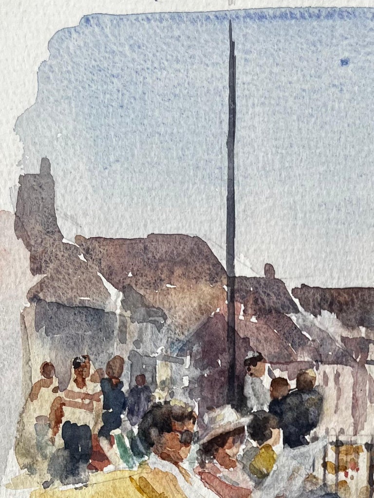 Seaside Promenade with Deckchairs Summer Crowd and Ocean View Watercolour - Image 3
