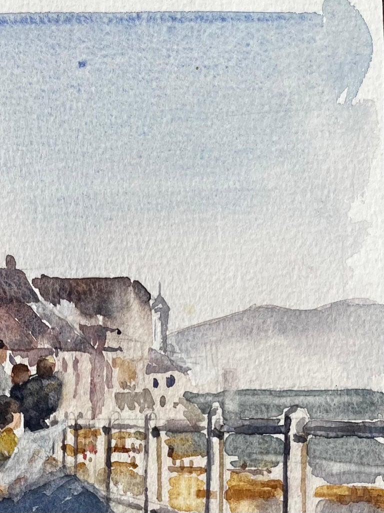 Seaside Promenade with Deckchairs Summer Crowd and Ocean View Watercolour - Image 4