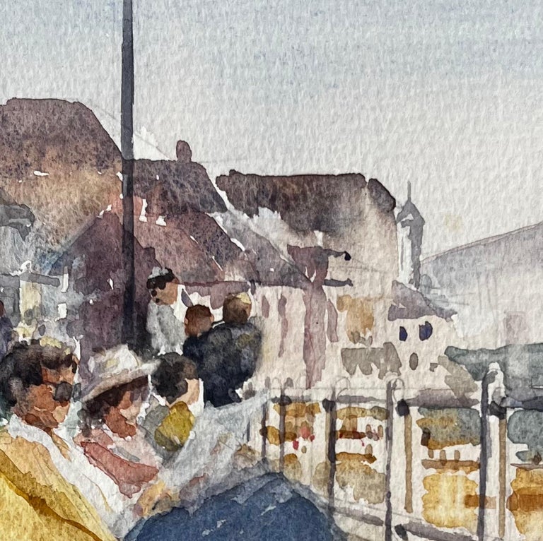 Seaside Promenade with Deckchairs Summer Crowd and Ocean View Watercolour - Image 8