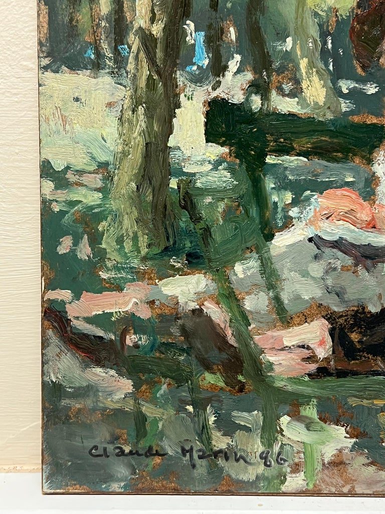 Dappled Light Ladies in Paris Park 20th Century French Impressionist Signed Oil - Image 5