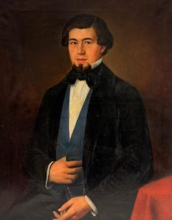 Fine Large 1800's French Oil Painting on Canvas Portrait of Gentleman
