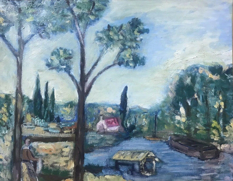 Provencal River Landscape Post Impressionist Oil Painting in Ornate Gilt Frame - Image 2