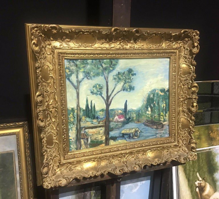 Provencal River Landscape Post Impressionist Oil Painting in Ornate Gilt Frame - Image 4
