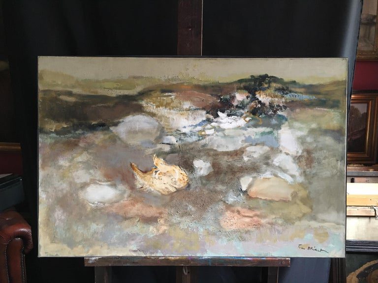 French Abstract Oil Painting Neutral Tones Jean Briant - Image 2