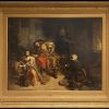 Fine English Victorian Tavern Interior Scene with Figures English Oil Painting