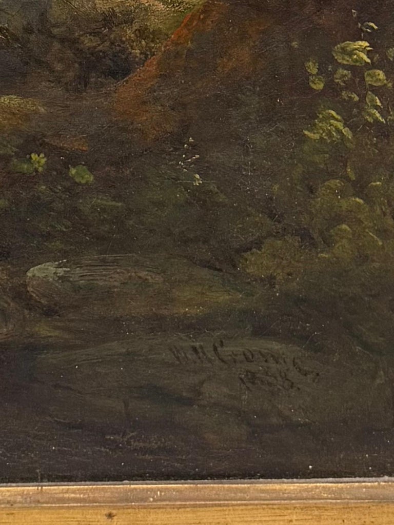 1838 British River Landscape Watermill Bridge Figures Large Gilt Frame Painting - Image 10