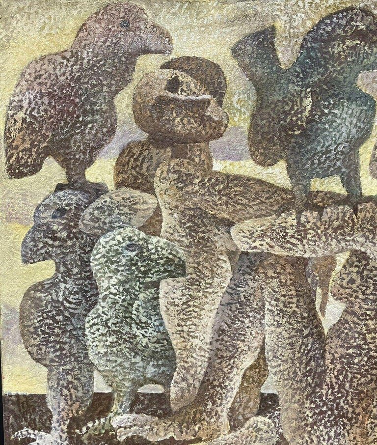 2001 Russian Surrealist Abstract Figurative Group Oil Painting Signed - Image 3