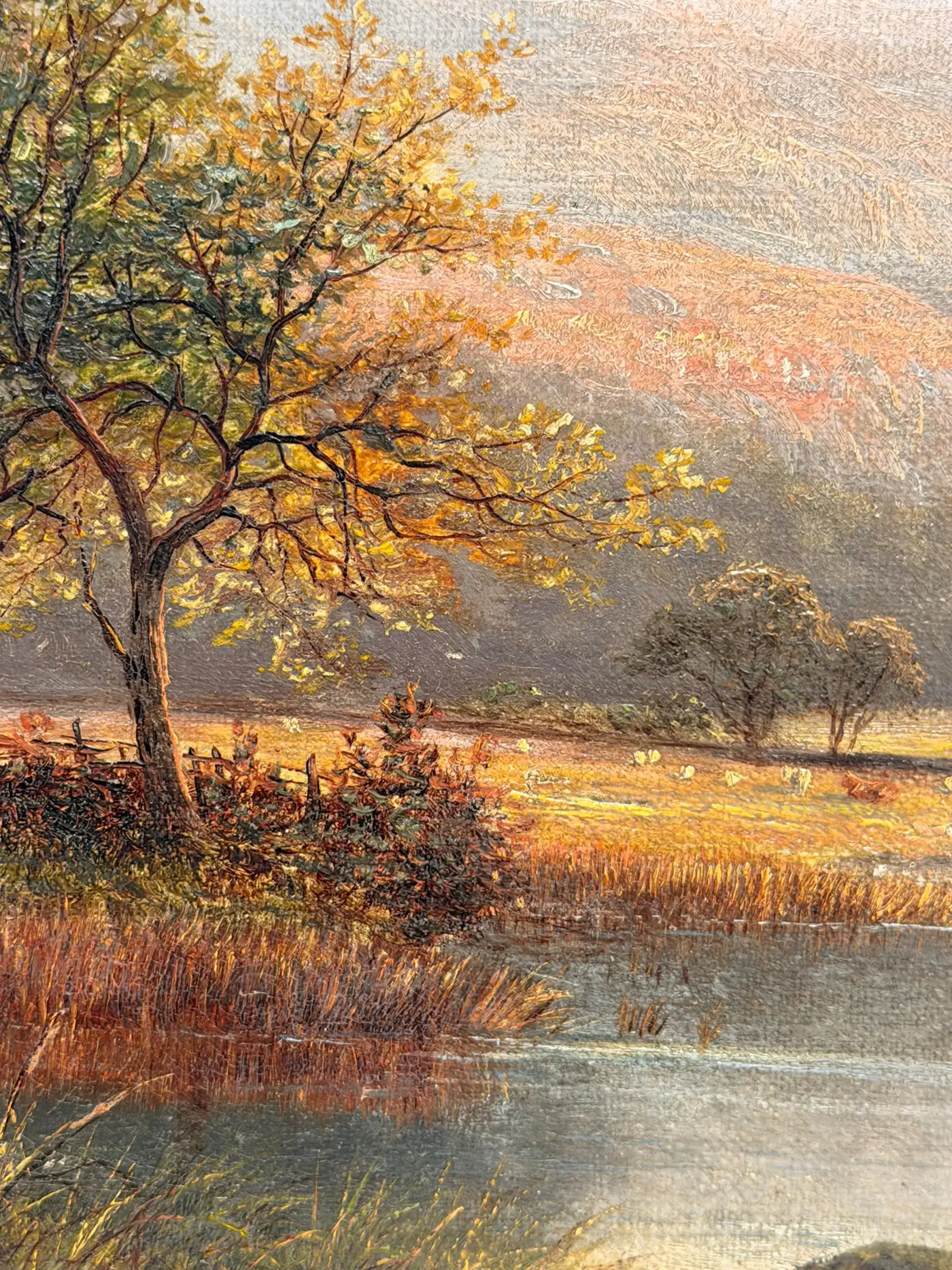 Cattle Watering in Highland Autumn Landscape Antique Victorian British Oil - Image 6