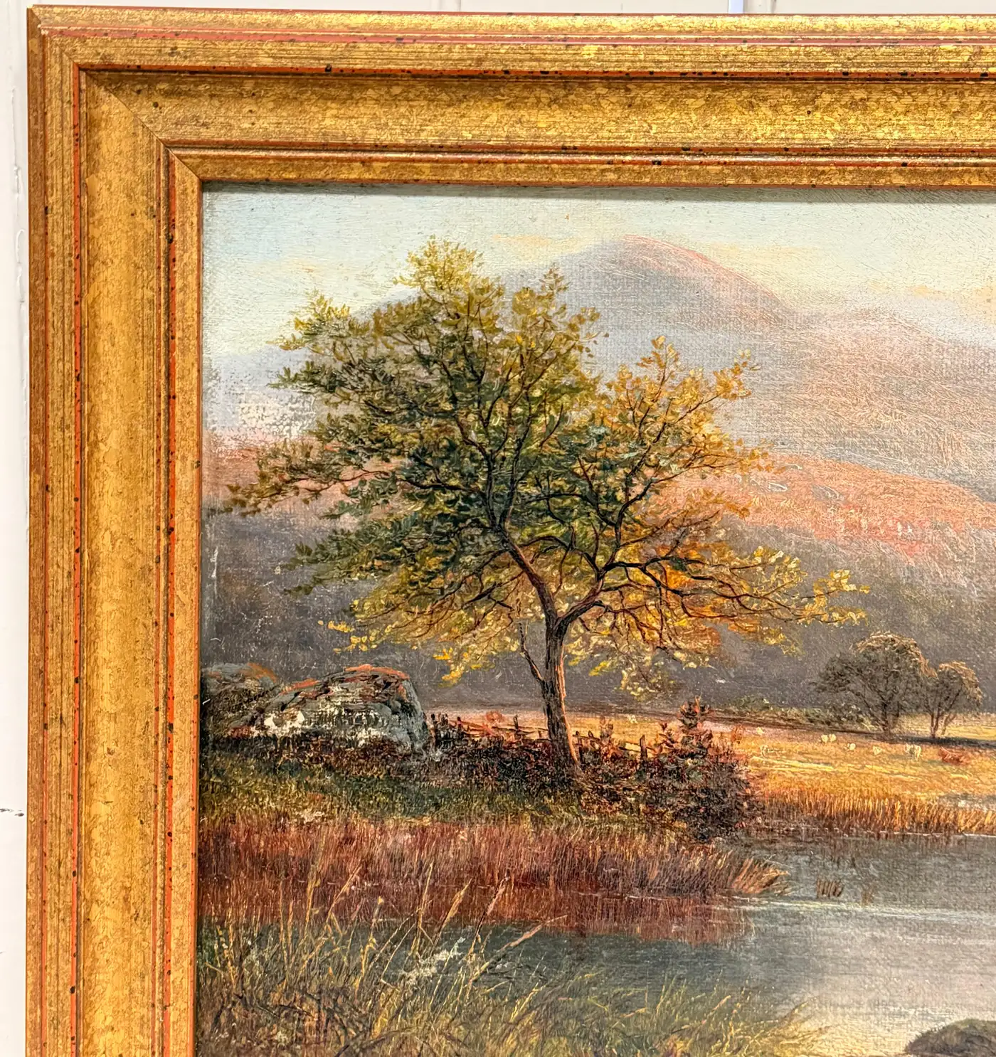 Cattle Watering in Highland Autumn Landscape Antique Victorian British Oil - Image 7