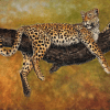 Leopard Reclining on Tree Branch Wildlife Large Contemporary Original Painting