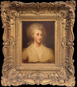 Elegant Georgian Lady Portrait In Ornate Rococo Gilt Frame Oil Painting