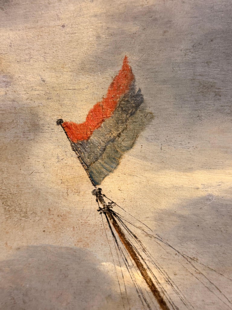 Large 17th Century Dutch Old Master Panel Shipping on Stormy Seas Rocky Coast - Image 5