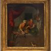 Fine 1700's Dutch Old Master Oil on Panel Painting Kitchen Interior Fish Seller