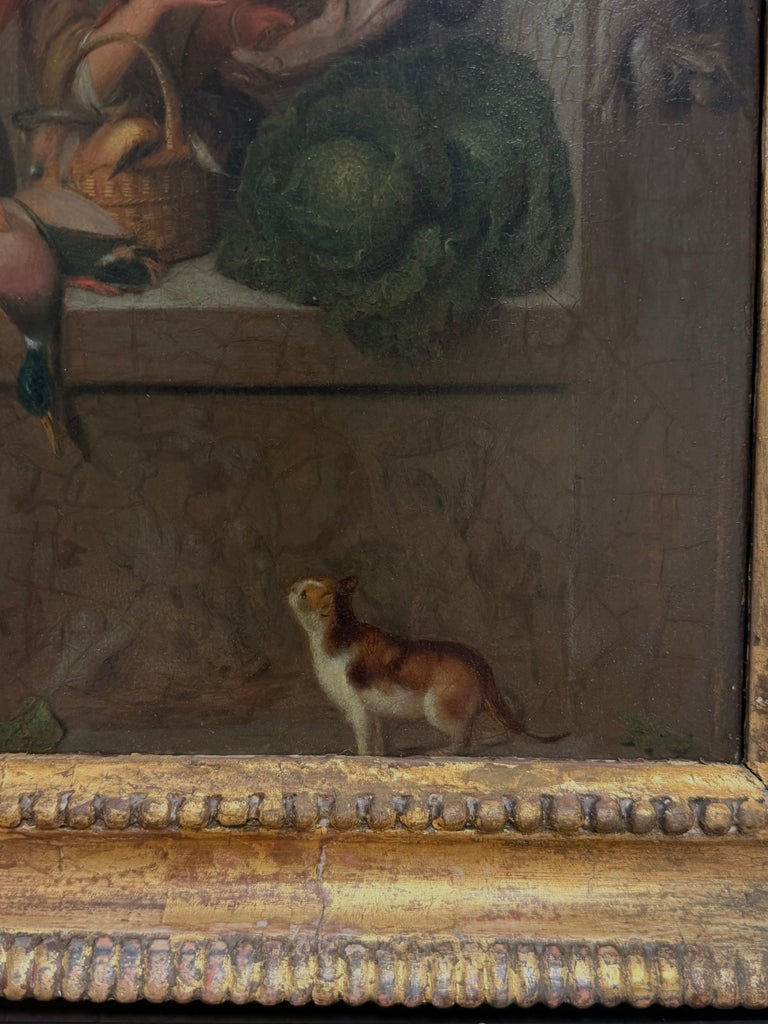 Fine 1700's Dutch Old Master Oil on Panel Painting Kitchen Interior Fish Seller - Image 3