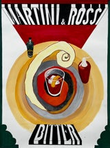 Vintage French Advertising Poster Design Martini and Rossi Bitter Cocktail