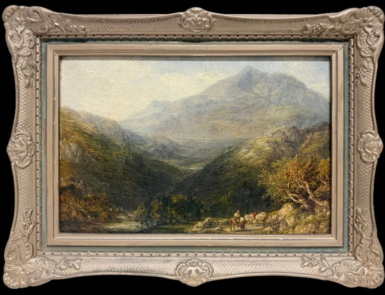 Moel Siabod North Wales Landscape with Figures and Animals on a Mountain Trail