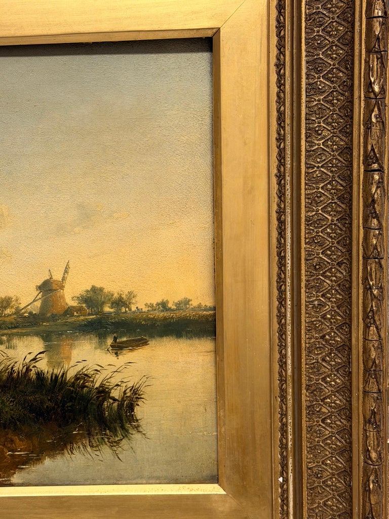 Fine British Victorian Landscape Cattle & Girl by Pond Sunset Golden Landscape - Image 8