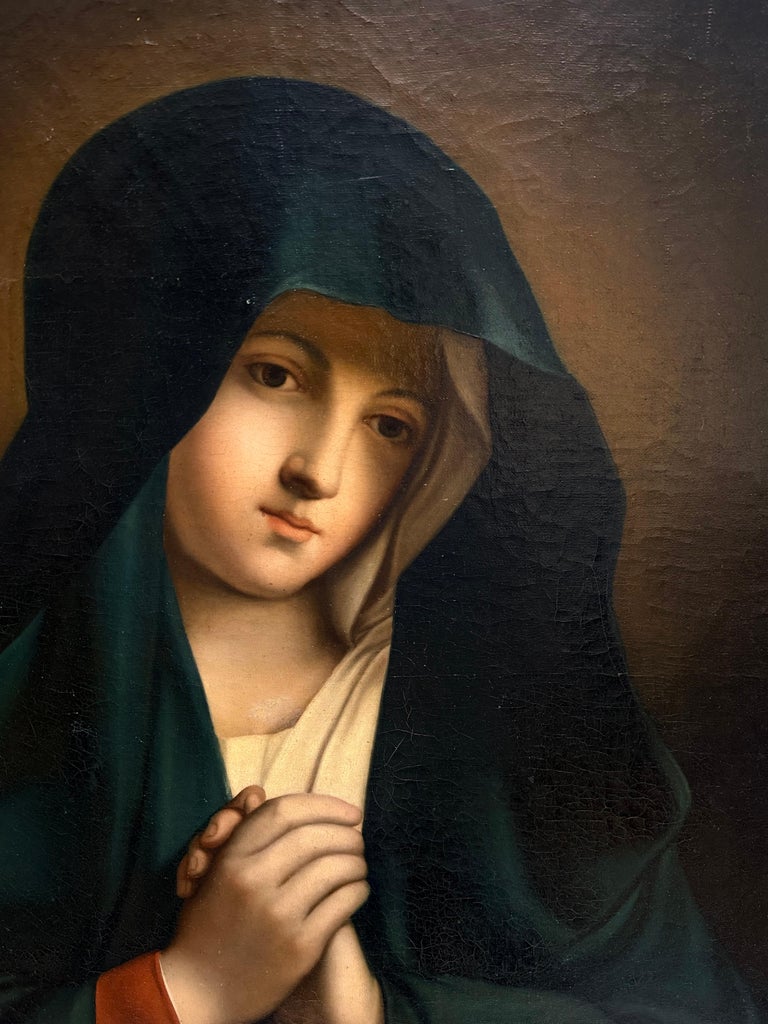 Fine Antique Italian Old Master Oil Painting Madonna of Sorrows - Image 3