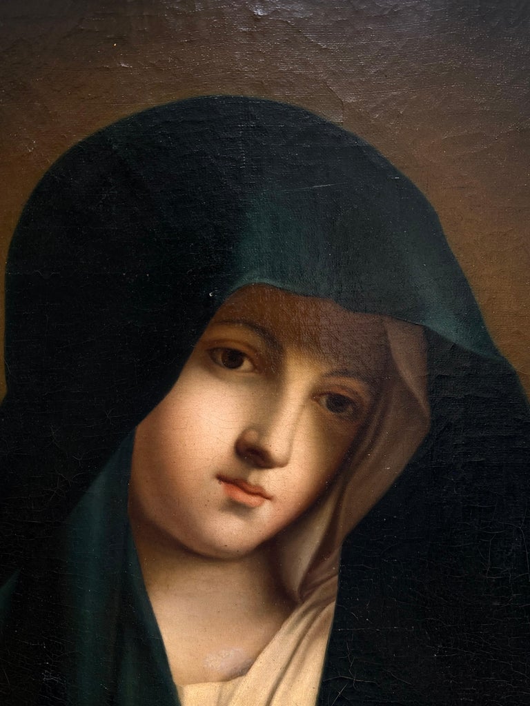 Fine Antique Italian Old Master Oil Painting Madonna of Sorrows - Image 4