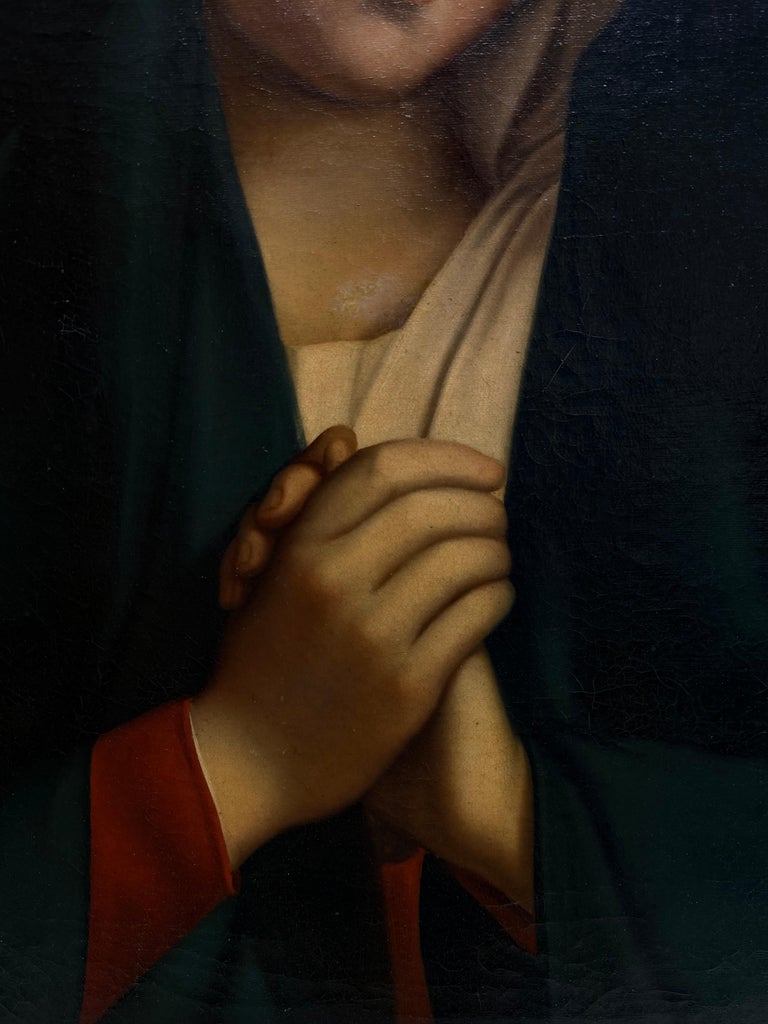 Fine Antique Italian Old Master Oil Painting Madonna of Sorrows - Image 5