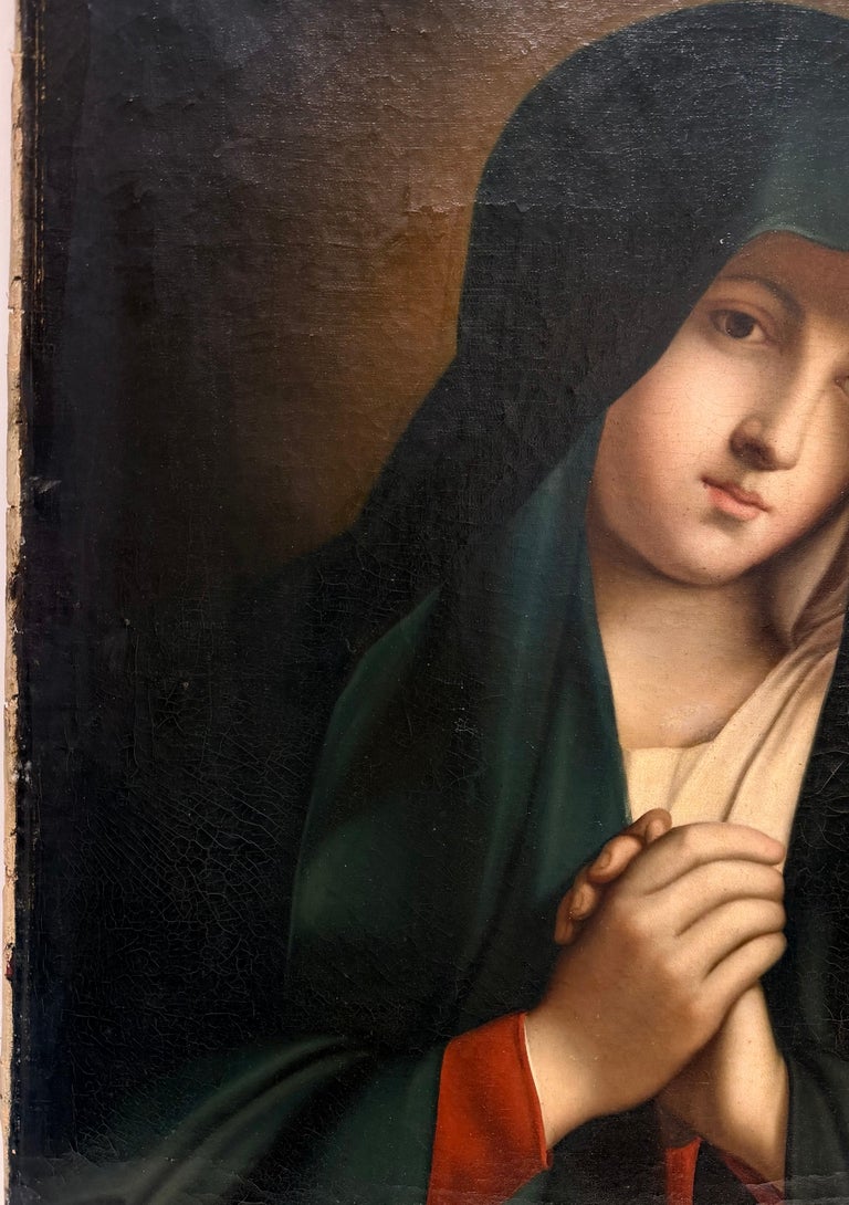 Fine Antique Italian Old Master Oil Painting Madonna of Sorrows - Image 6