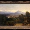 Fine Victorian Painting Figures Resting in Expansive Highland Mountain Landscape