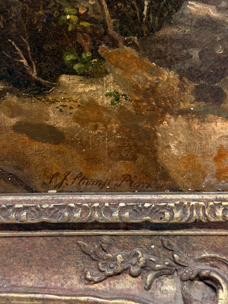 Fine Victorian Painting Figures Resting in Expansive Highland Mountain Landscape - Image 9