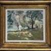 Fine 20thC English Impressionist Oil Painting Artist Painting Summer Meadows