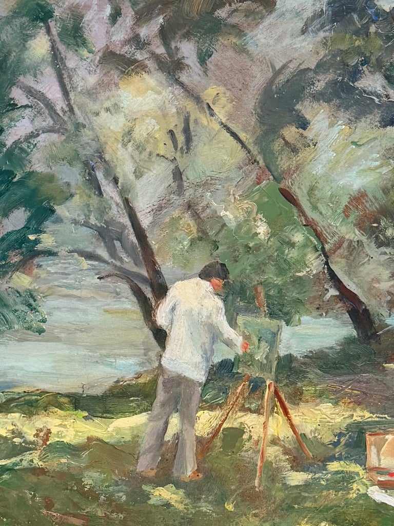 Fine 20thC English Impressionist Oil Painting Artist Painting Summer Meadows - Image 3