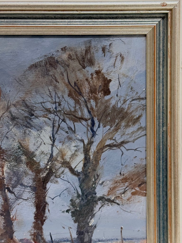 Snow Covered Norfolk Country Lane with Figures & Winter Trees English Landscape - Image 3