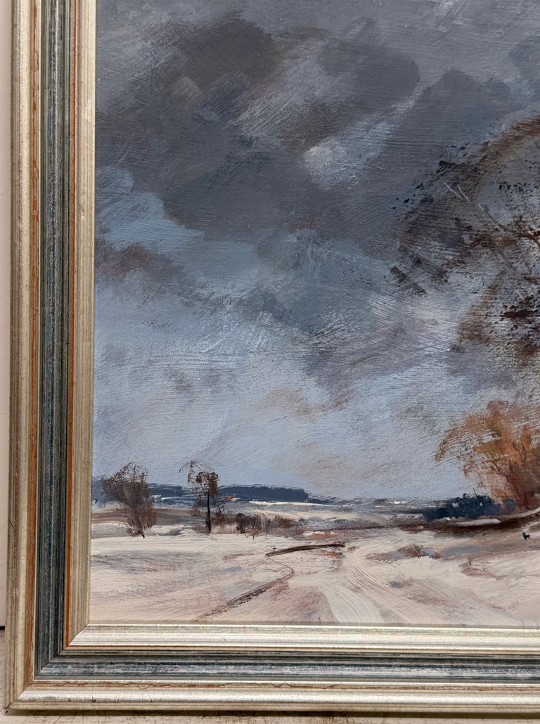 Snow Covered Norfolk Country Lane with Figures & Winter Trees English Landscape - Image 7