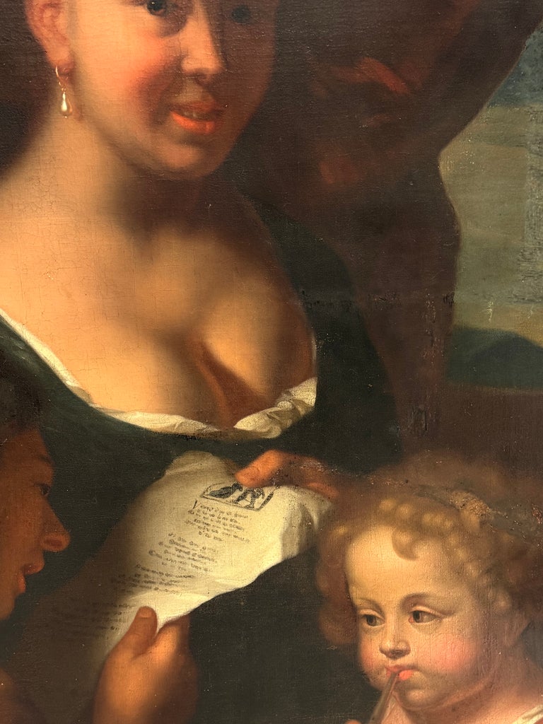 Fine 17th Century English Master Oil Painting Mother & Two Children Portrait - Image 4