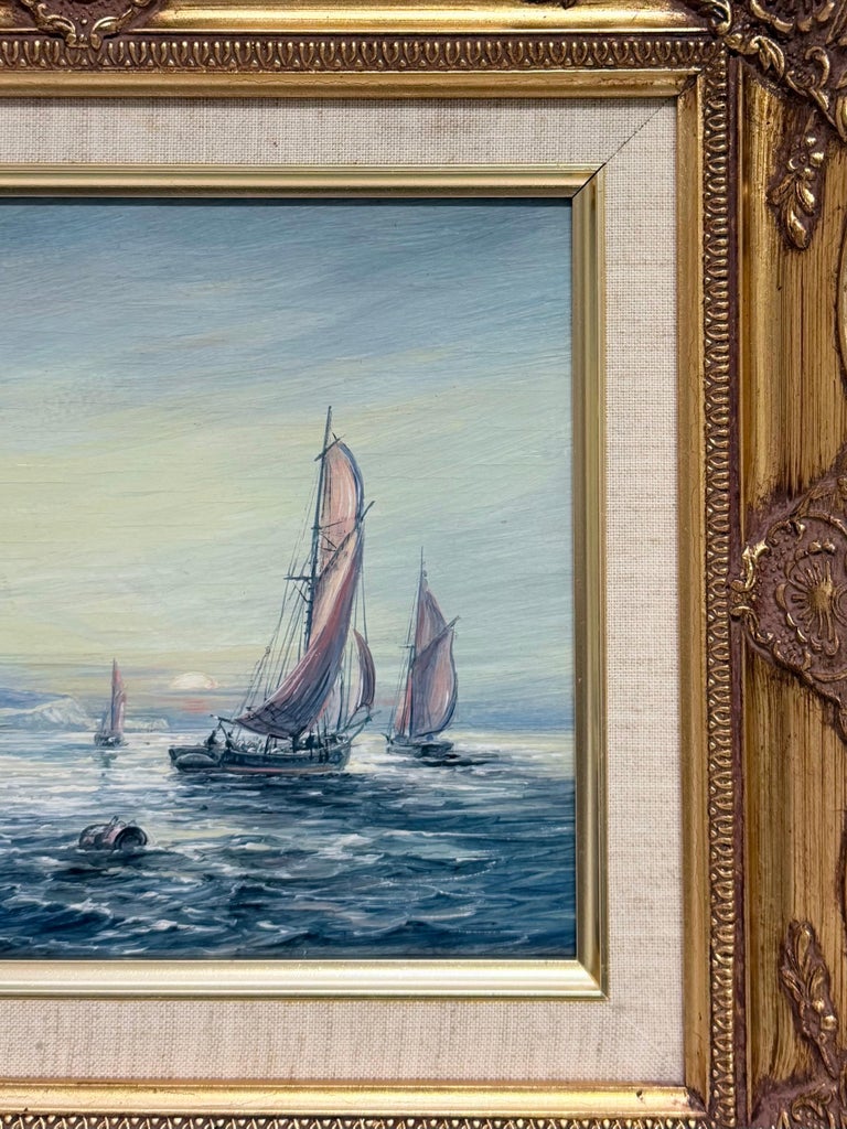 Fishing Vessels off Coast of Dover Fine British Marine Oil Painting Framed - Image 3