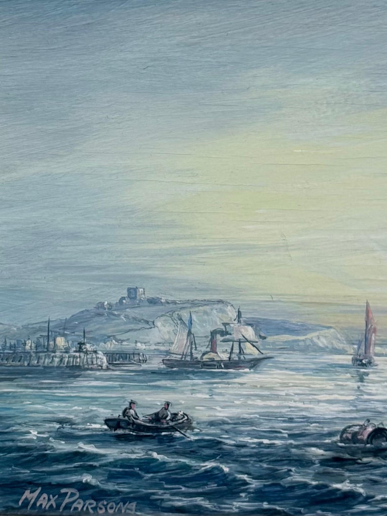 Fishing Vessels off Coast of Dover Fine British Marine Oil Painting Framed - Image 4
