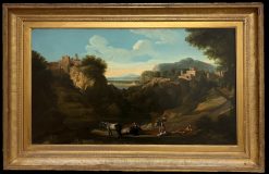 Fine 18th Century Italian Classical Huge Oil Painting Figures Animals Landscape