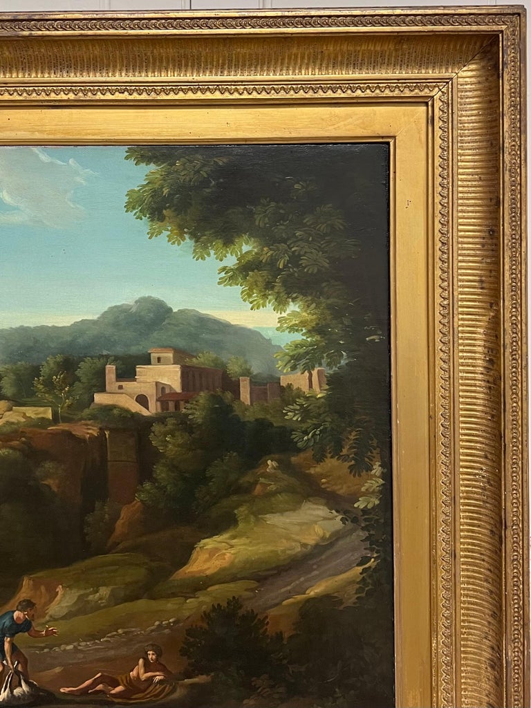 Fine 18th Century Italian Classical Huge Oil Painting Figures Animals Landscape - Image 3