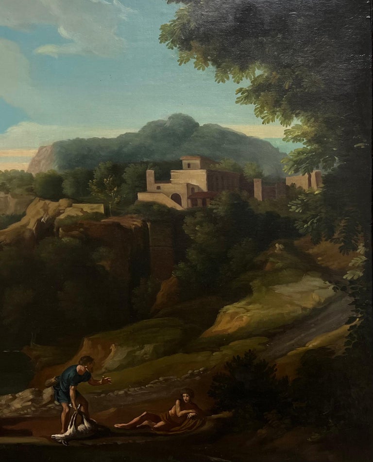 Fine 18th Century Italian Classical Huge Oil Painting Figures Animals Landscape - Image 4