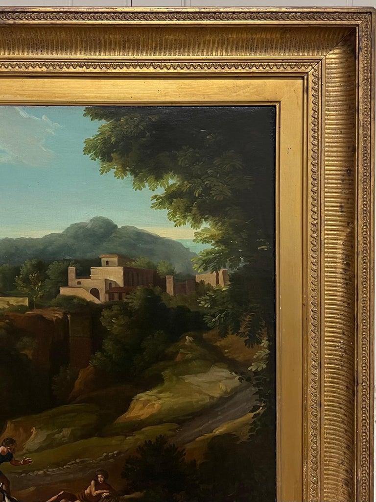 Fine 18th Century Italian Classical Huge Oil Painting Figures Animals Landscape - Image 5