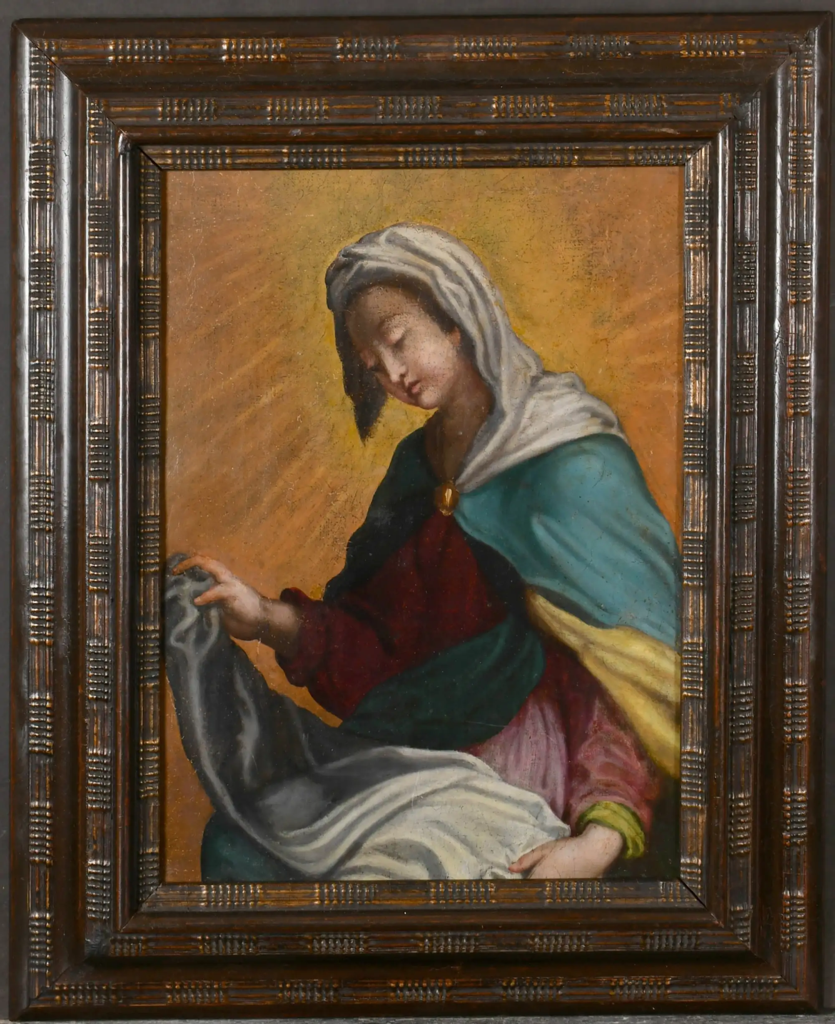 18th Century Spanish Old Master Oil Painting of the Madonna Virgin Mary