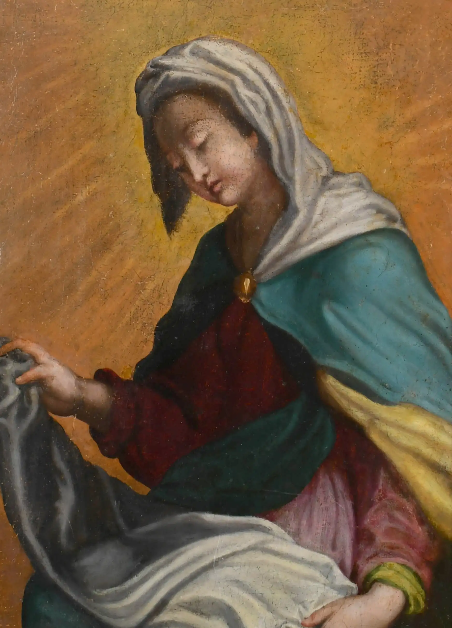 18th Century Spanish Old Master Oil Painting of the Madonna Virgin Mary - Image 2