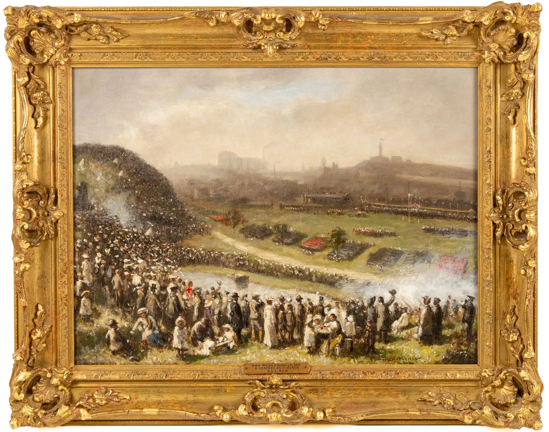Very Rare & Important Scottish Historical Oil Painting Royal Review Edinburgh